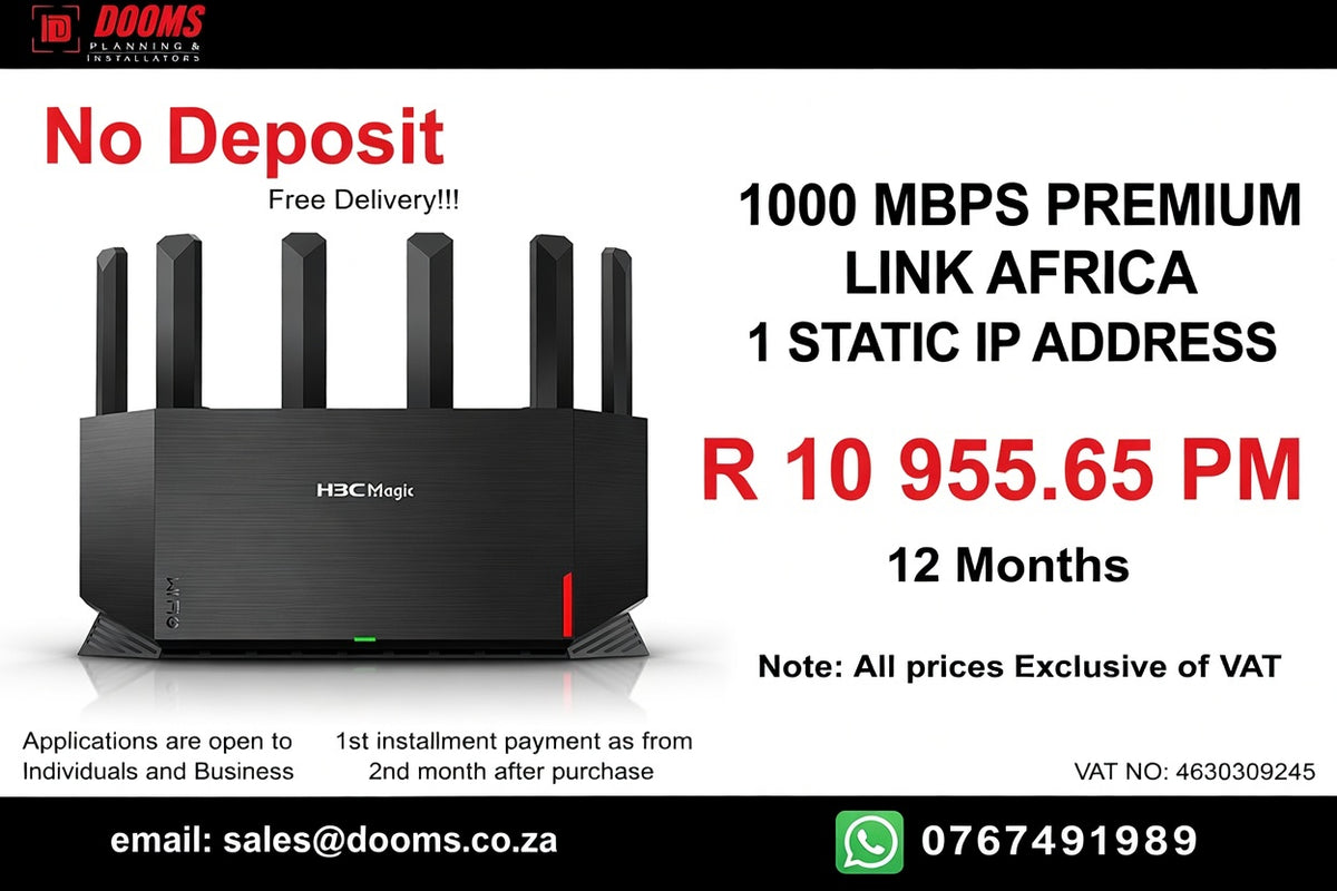 BUSINESS INTERNET FIBRE LINK AFRICA 90 DAYS 1000MBPS - 1000MBPS