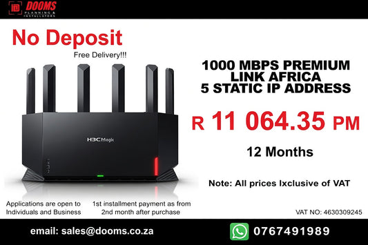 BUSINESS INTERNET FIBRE LINK AFRICA 90 DAYS 1000MBPS - 1000MBPS